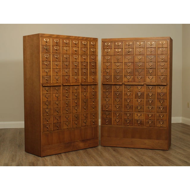 1960's Vintage Maple Pair 72 Drawer Library Card File Chairish