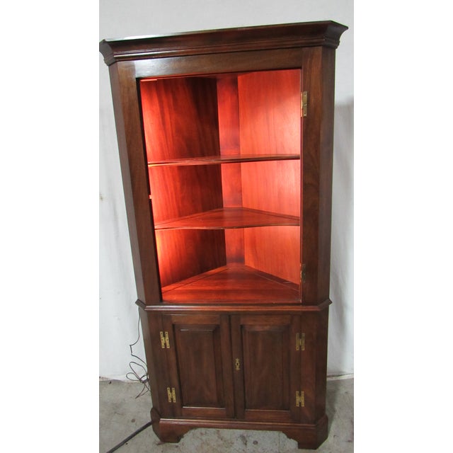 Item: Henkel Harris Corner Cabinet Details: Great Storage Nice Crown Molding Traditional Design Signed Henkel Harris...