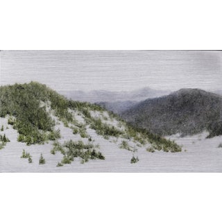 Red Feather View II by Lisa Lebofsky | Oil on aluminum Landscape with mountains and greenery For Sale