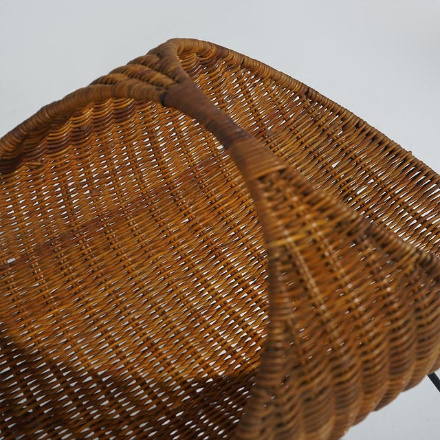 Brown Rattan Magazine Rack with Metal Legs, 1950s For Sale - Image 8 of 13