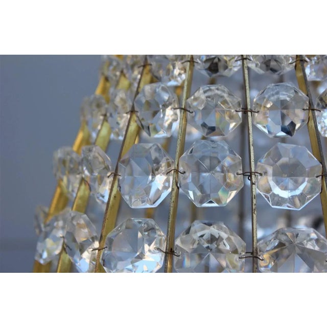 Mid-Century Modern Italian Crystal and Brass Lantern, 1950s For Sale - Image 3 of 9