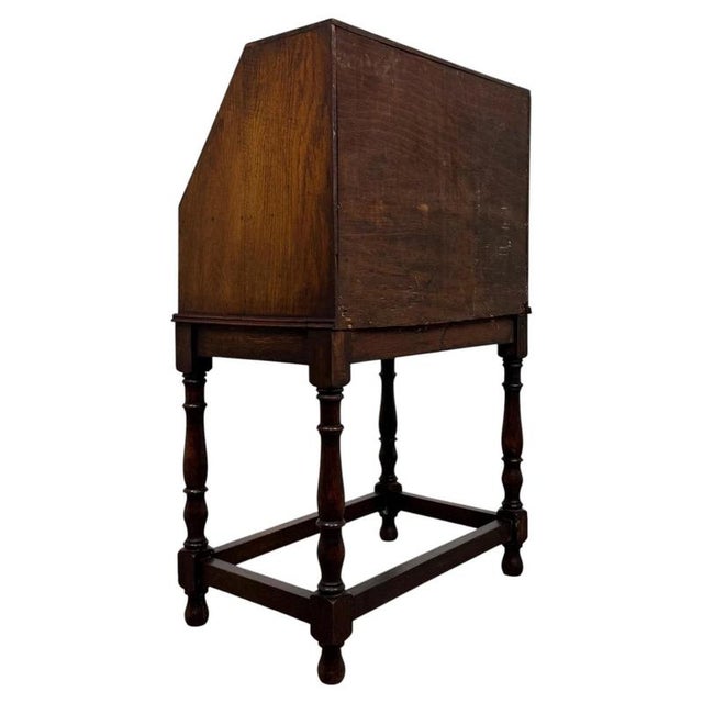 Antique Early 20th Century English Jacobean Oak Bureau For Sale - Image 11 of 14