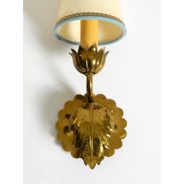 Metal Mid-Century Modern Floral Wall Lamps in Brass, 1950s, Set of 2 For Sale - Image 7 of 18