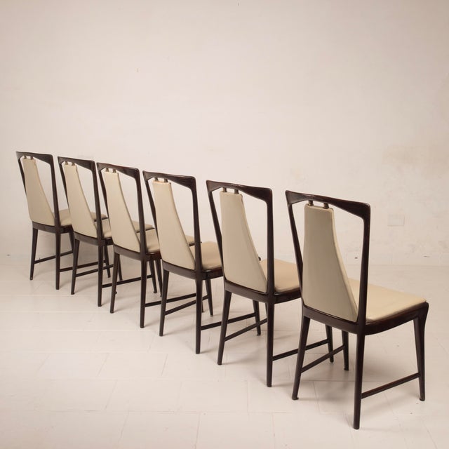 Mid-Century Modern Italian Mahogany Stained Dining Chairs by Osvaldo Borsani for Abv, 1950, Set of 6 For Sale - Image 6 of 18