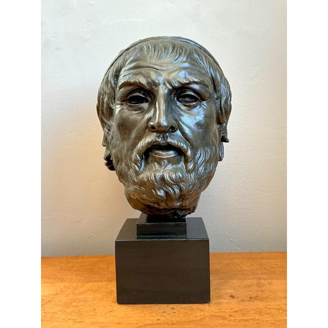 Vintage Bronze Classical Bust Sculpture of Sophocles For Sale - Image 9 of 18