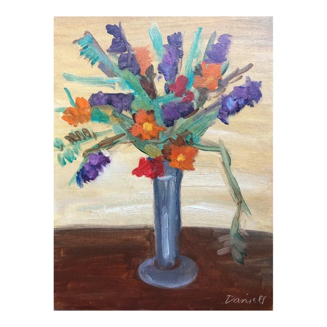 1960s George Daniell Floral Still Life Oil Painting For Sale