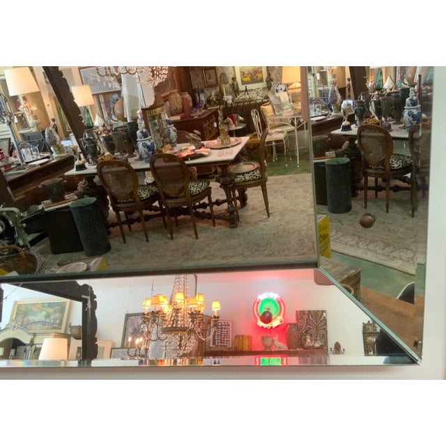 Sleek Mirror With Bronze Studs & Beveled Glass in the Mirrored Frame For Sale - Image 9 of 13