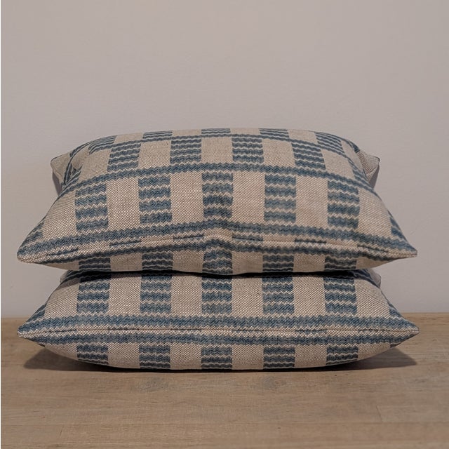 Traditional Fermoie Cove Lumbars in Blue - Pair For Sale - Image 3 of 6