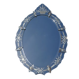 Oval Venetian Mirror with Pediment, 1950s For Sale