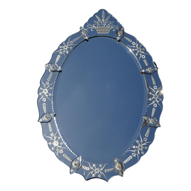 Oval Venetian Mirror with Pediment, 1950s For Sale