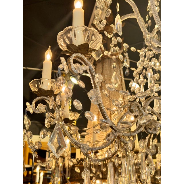 Large 19th C. Italian Giltwood and Crystal Chandelier For Sale - Image 4 of 8