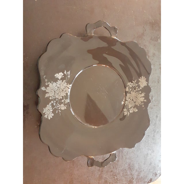 1960s 1960s Le Smith Black Amethyst Dual Handle Plate With Silver Overlay For Sale - Image 5 of 6