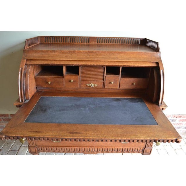 Antique Oak Cylinder Desk For Sale - Image 4 of 11