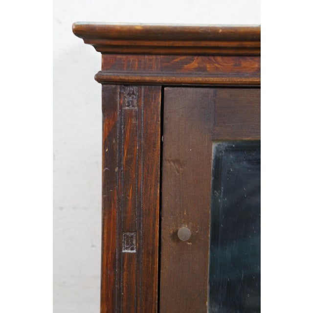 Antique Oak Salesman Sample Mirrored Dollhouse Armoire Wardrobe Cabinet 16" For Sale - Image 4 of 17