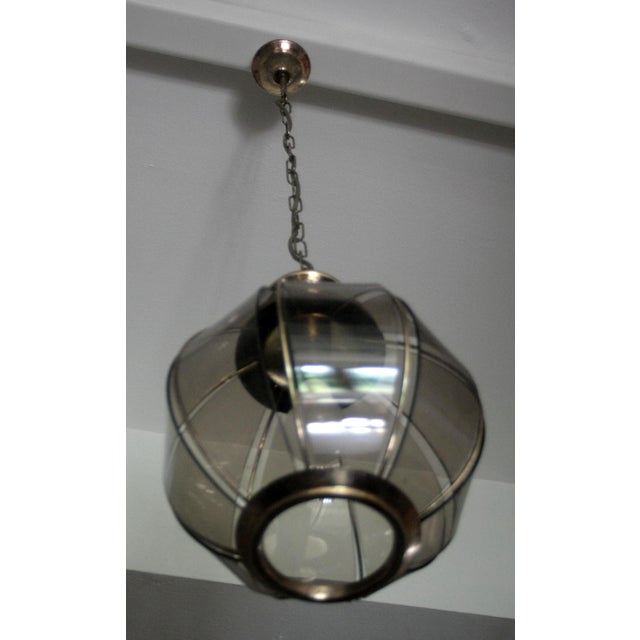 Mid-Century Modern Italian Brass Pendant Light with Smoked Glass, 1970s For Sale - Image 10 of 14
