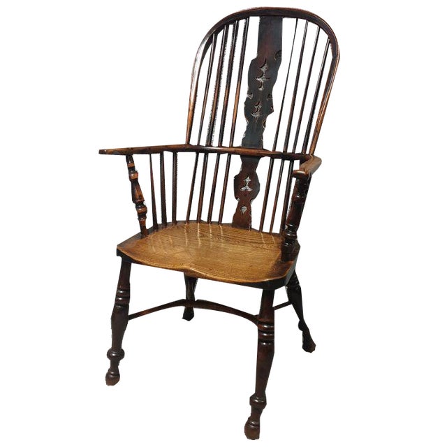 Tall Windsor Chair in Yew Wood For Sale