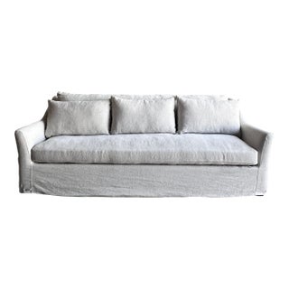 Slip Covered Slope Arm Sofa in Flax With Down Cushions - Hemp For Sale