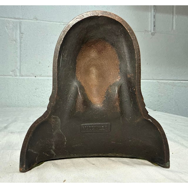 Brown Antique Elaborately Cast Native American Indian Chief Cast Iron Doorstop Statue For Sale - Image 8 of 10