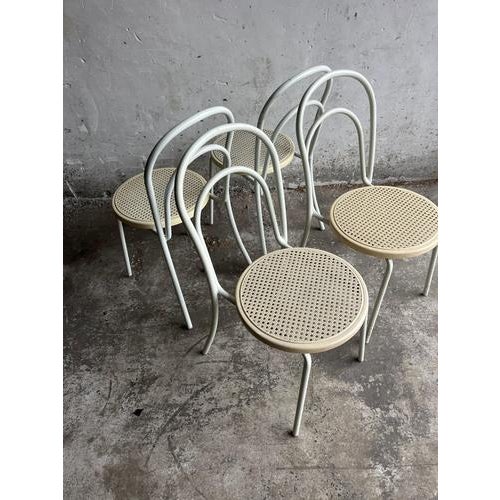 White Vintage Metal and Plastic Chairs, Set of 4 For Sale - Image 8 of 9