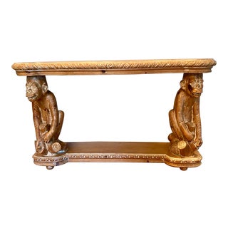 Vintage Carved Wood Monkey Console For Sale