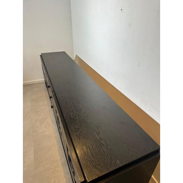 Brutalist Black Oak Credenza For Sale - Image 5 of 8