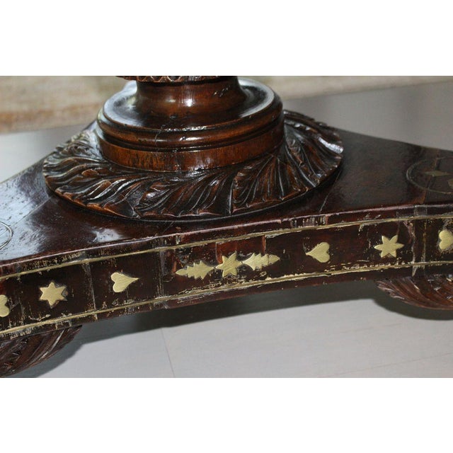 Brown Antique William IV Style Brass-Inlaid Pedestal Center Table, Early 19th Century For Sale - Image 8 of 10