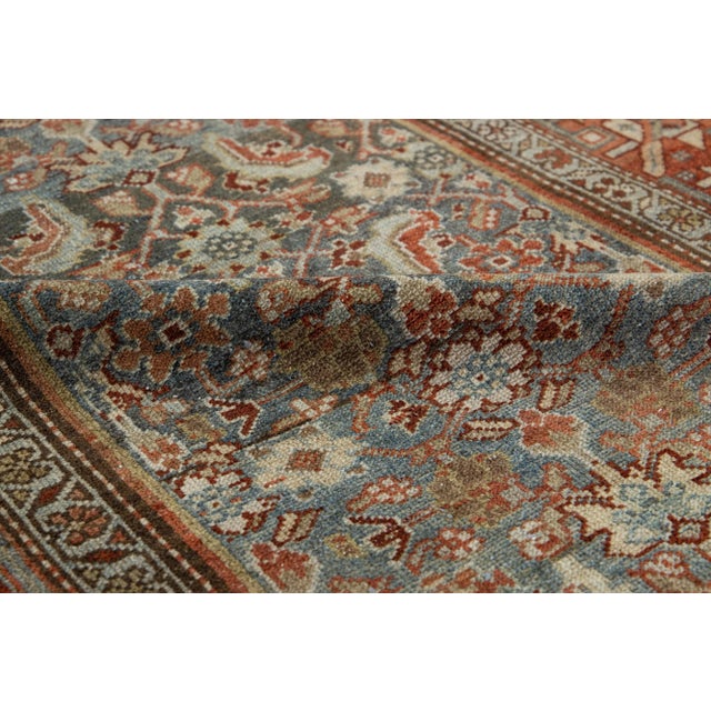 Blue Handmade Antique Malayer Wool Runner With Allover Pattern For Sale - Image 4 of 9