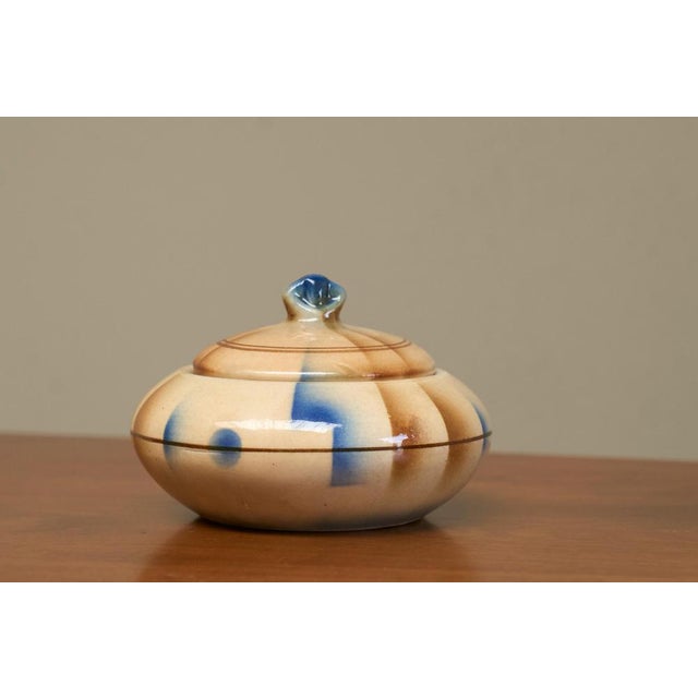 1920s Vintage Bauhaus Style Lidded Studio Pottery Bowl, 1930s For Sale - Image 5 of 10