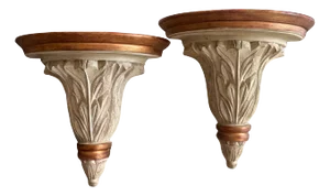 20th Century Hollywood Regency Wall Sconce Shelves - A Pair