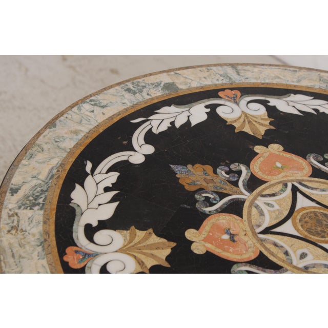 Italian Style Pietra Dura Inlaid Marble Top Center Table For Sale - Image 14 of 16