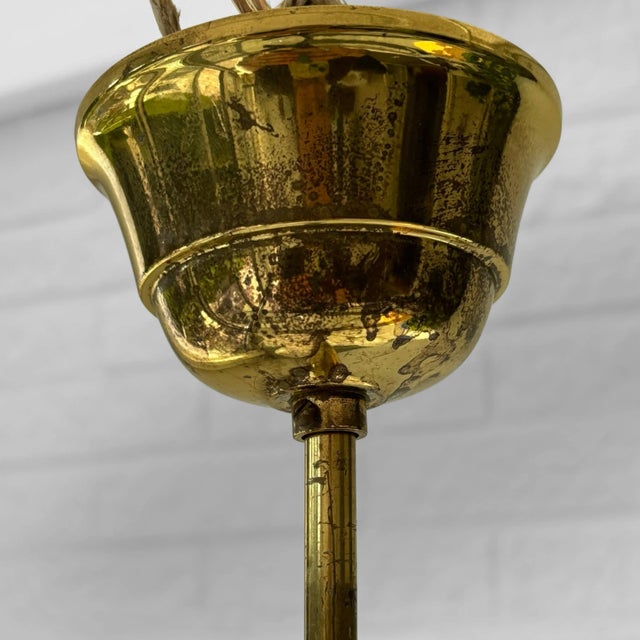 Mid-Century Chandelier in Teak, Brass and Crystal, Sweden, 1950s For Sale - Image 12 of 13