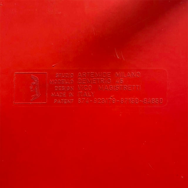 Red Italian Coffee Tables Demetrio 45 by Vico Magistretti for Artemide, 1970s, Set of 3 For Sale - Image 8 of 17