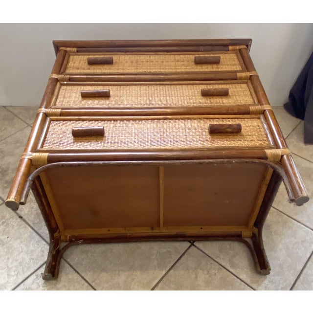 Vintage Rattan and Bamboo Cane Chest of 3 Drawers, 1970s For Sale - Image 4 of 15