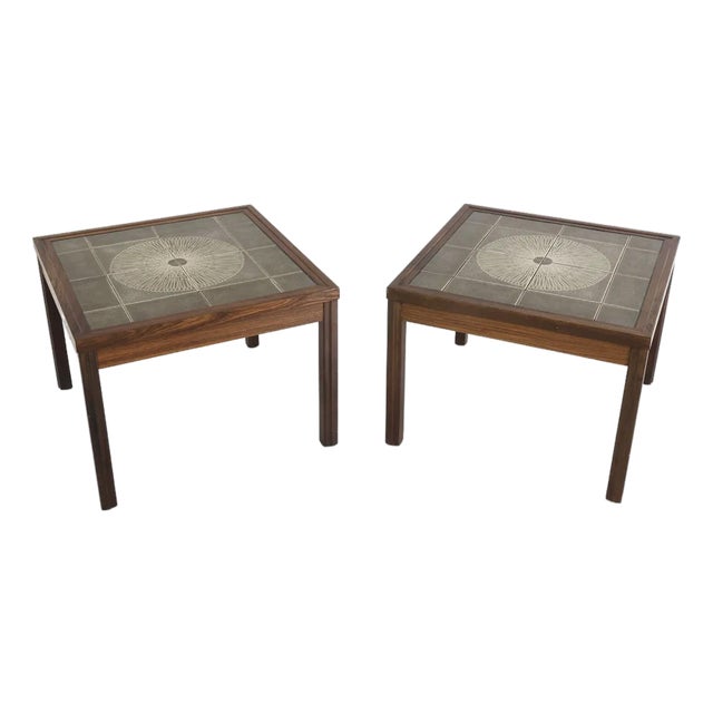 Kvalitet Rosewood & Tile Mid-Century Side Tables For Sale