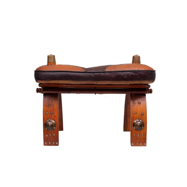 Two-Tone Leather Camel Seat, Egypt, 1960s For Sale - Image 4 of 11