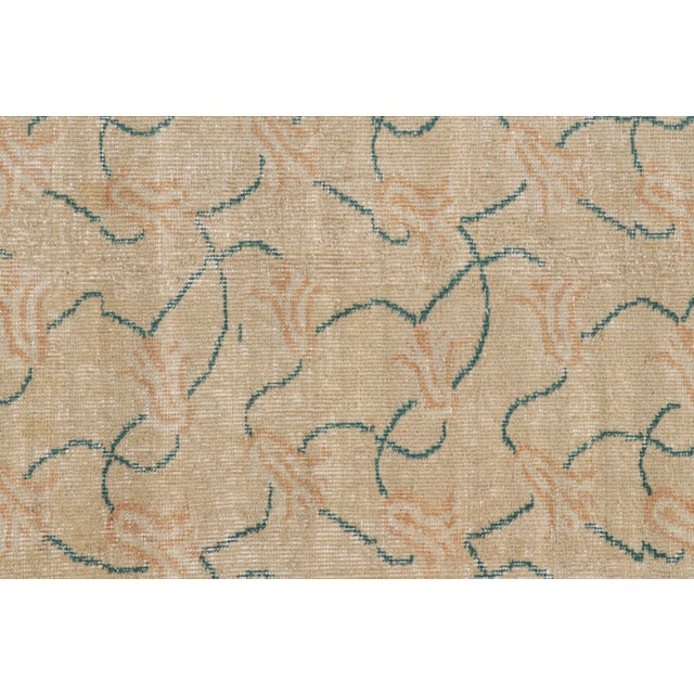 Mid-Century Modern Vintage Zeki Müren Rug in Beige With Pink & Blue Floral Pattern From Rug & Kilim For Sale - Image 3 of 8