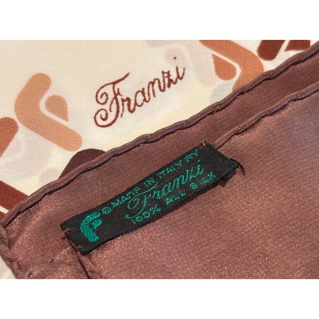 Franzi Silk Scarf Brown and White 1970s For Sale - Image 4 of 12
