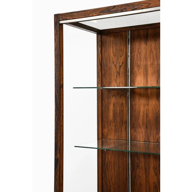 Large Vintage Display Cabinet in Rosewood and Steel and Glass, 1960s For Sale - Image 3 of 8