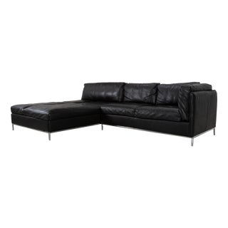 Leather Three-Seater Black Manual Function Sofa from Machalke For Sale