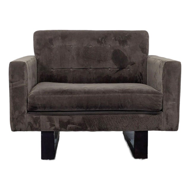 Room & Board Wells Modern Brown Lounge Chair With Square Arms For Sale