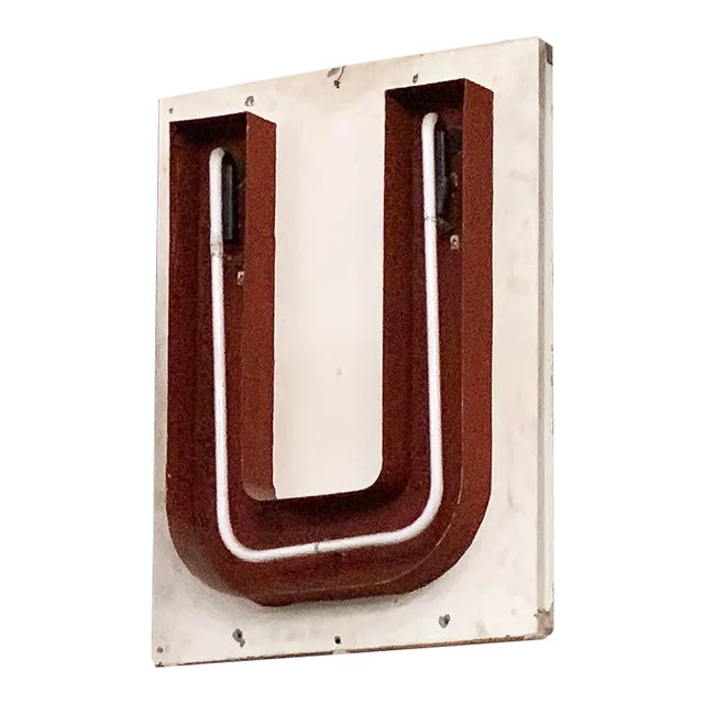 Large Vintage Neon Marquee Letter "U" From Pan-Pacific Auditorium For Sale