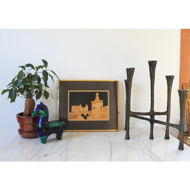 Vintage Polish Folk Art Straw Picture: Barbakan Museum, Warsaw Signed by artist on bottom left. Ready to hang. Some light...