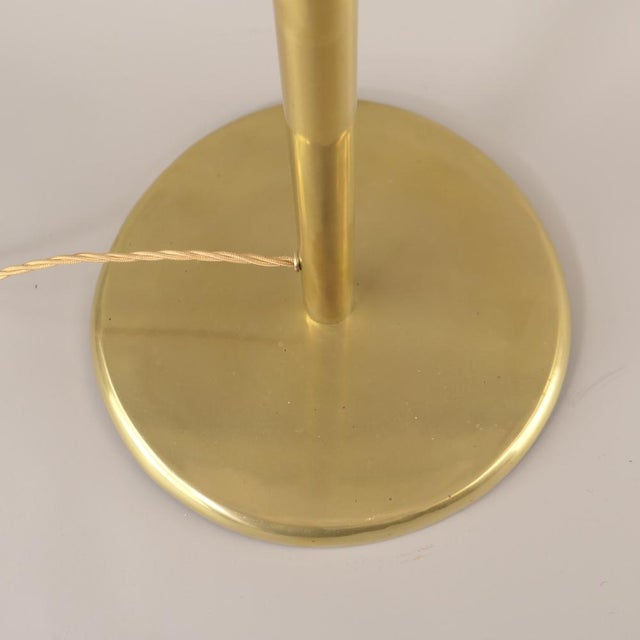 Large French Art Deco Brass Floor Lamp with Opal Glass Shade, 1920s For Sale - Image 3 of 10