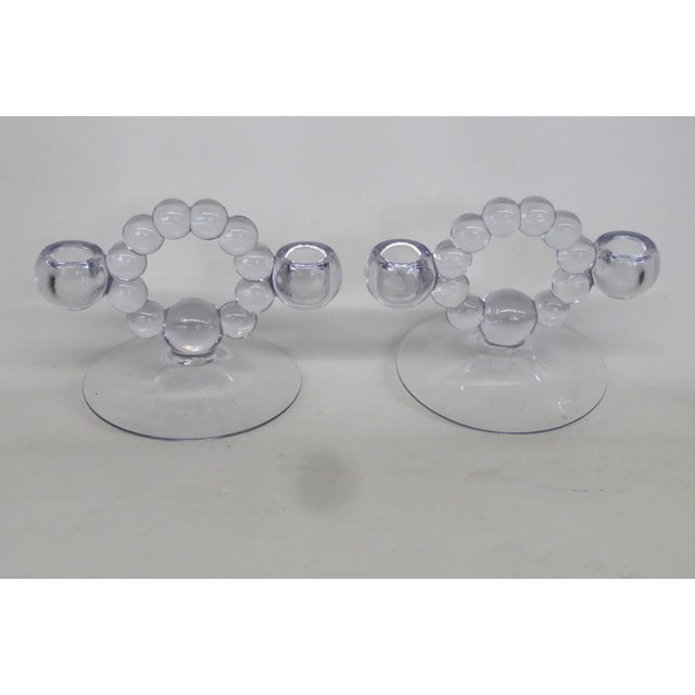 Glass Imperial Glass Company Candlewick Stem 3400 Double Candle Holders 2pc Pair 5140b For Sale - Image 7 of 8