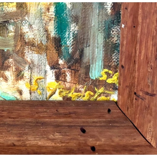 Wood Mid Century Oil on Canvas Cityscape Painting - Signed and Dated For Sale - Image 7 of 10