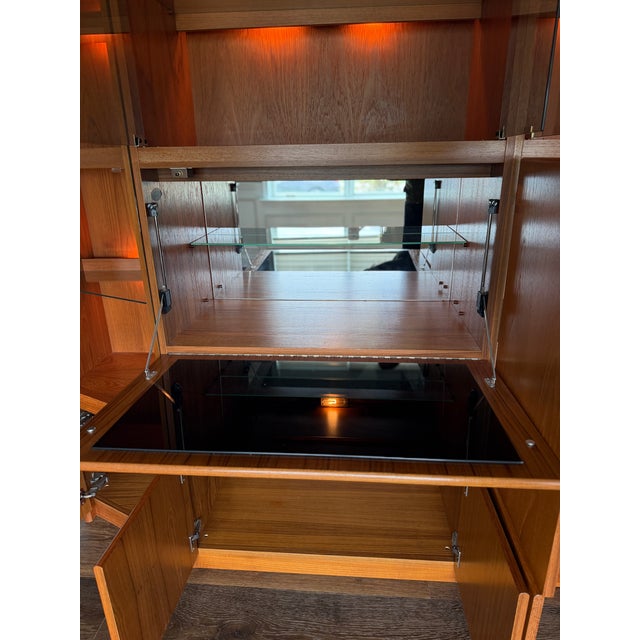 1970s Belgian Modern RVC Royal Viking Contemporary 4-Piece Lighted Wall Unit & Bar, 103" For Sale - Image 4 of 14