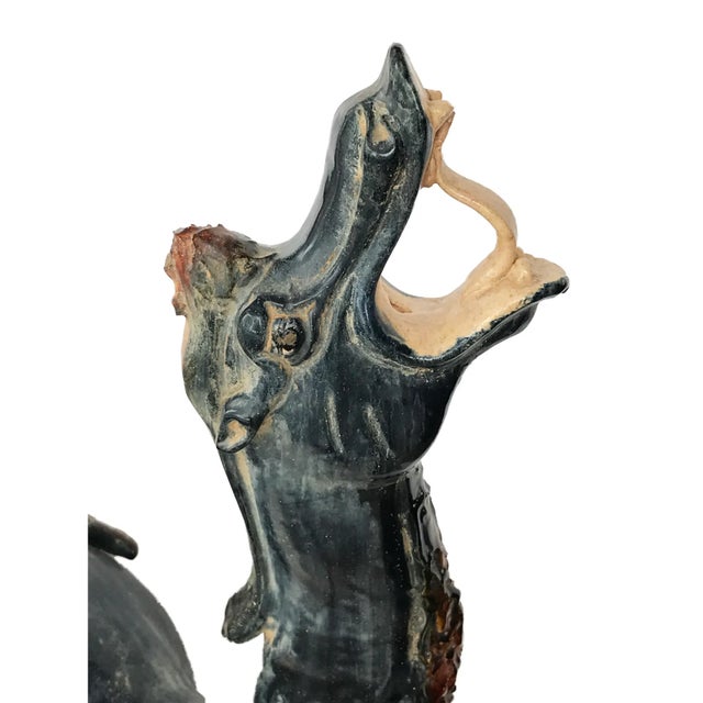 Vintage Large Chinoiserie Tang-Style Terracotta Camel on Wood Stand 26.5" H For Sale In New York - Image 6 of 7