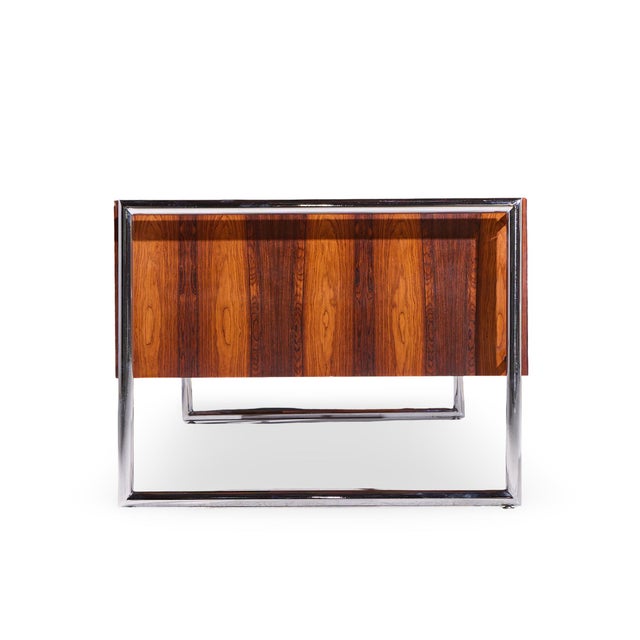 Scandiline Mid Century Rosewood and Chrome Executive Desk For Sale - Image 4 of 12