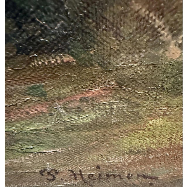 Paul Heimen, Rest in the Woods, Forest Landscape, Farmers, Campfire, Oil Painting on Canvas For Sale - Image 11 of 13