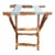 Vintage Bamboo Folding Luggage Rack With Blue & White Greek Key Straps For Sale